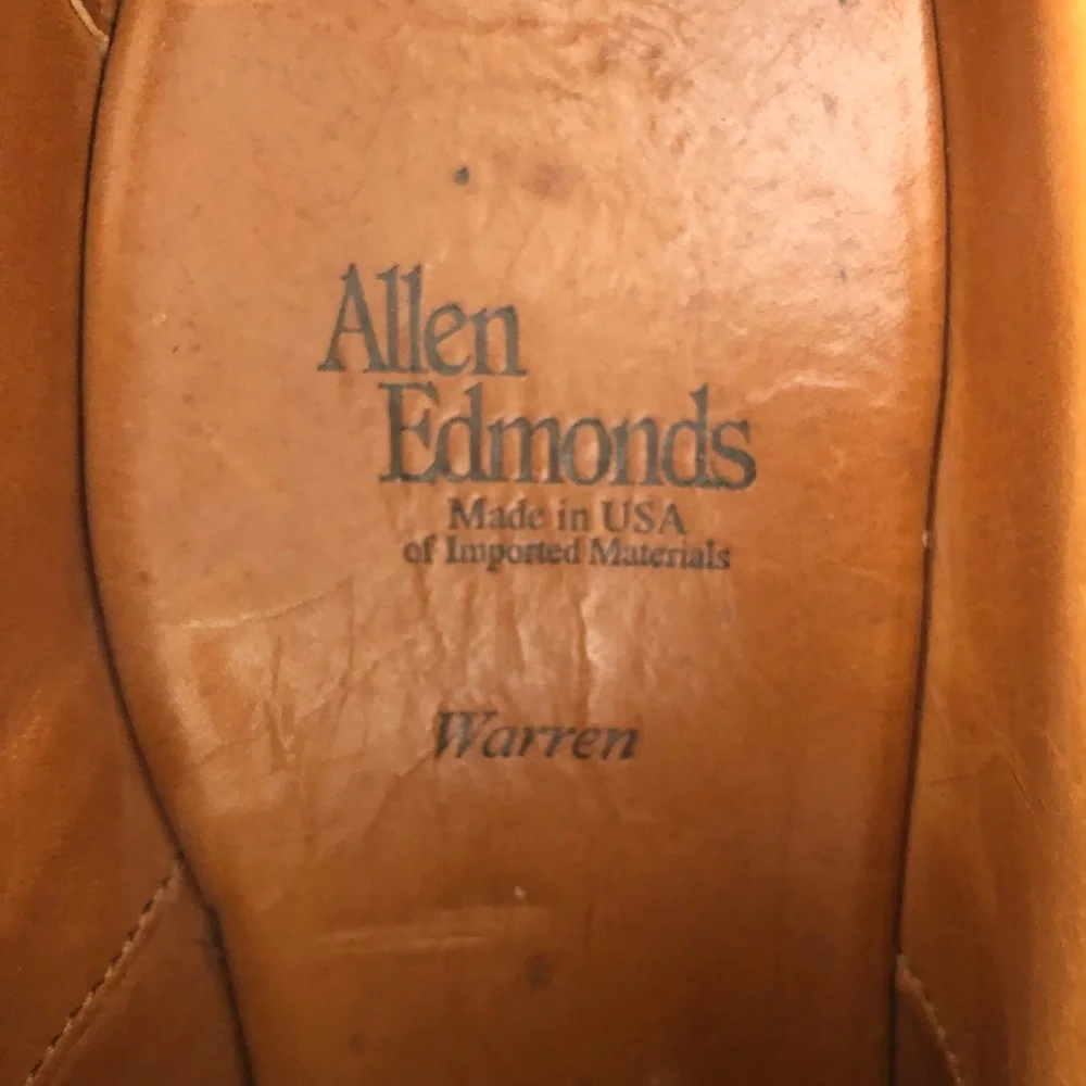 Men’s ALLEN EDMOND “Warren”Dark Tan Leather Derby Shoes - Picture 10 of 13